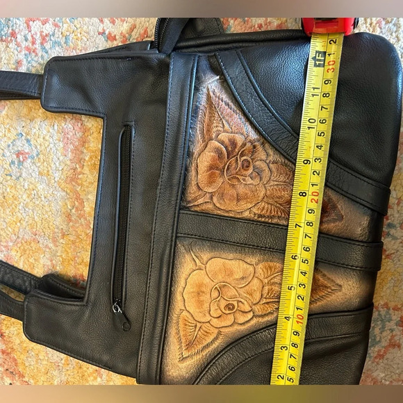 Vintage Leather Floral embossed Boho Western Shoulder Bag purse - Picture 4 of 8